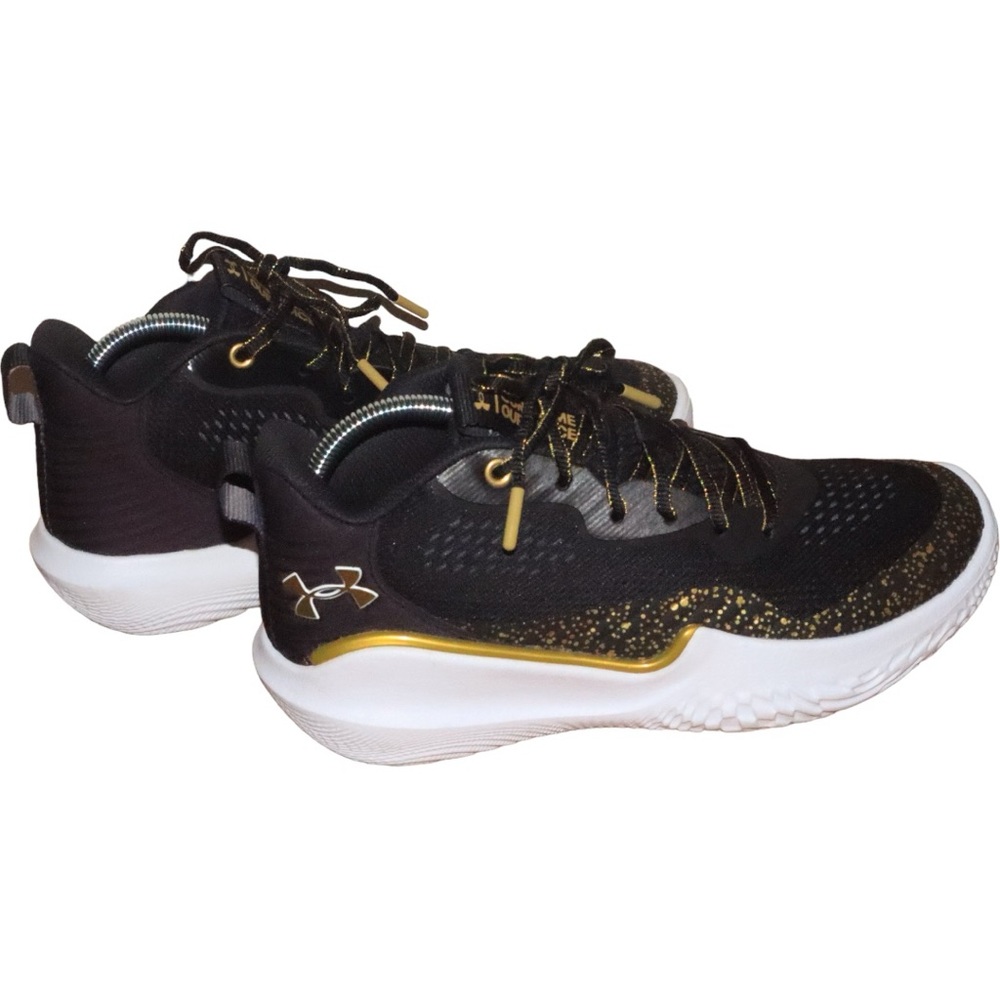 Under Armour Womens Flow Breakthru 2 Black/Gold Athletic Sneakers Shoes SZ US 10